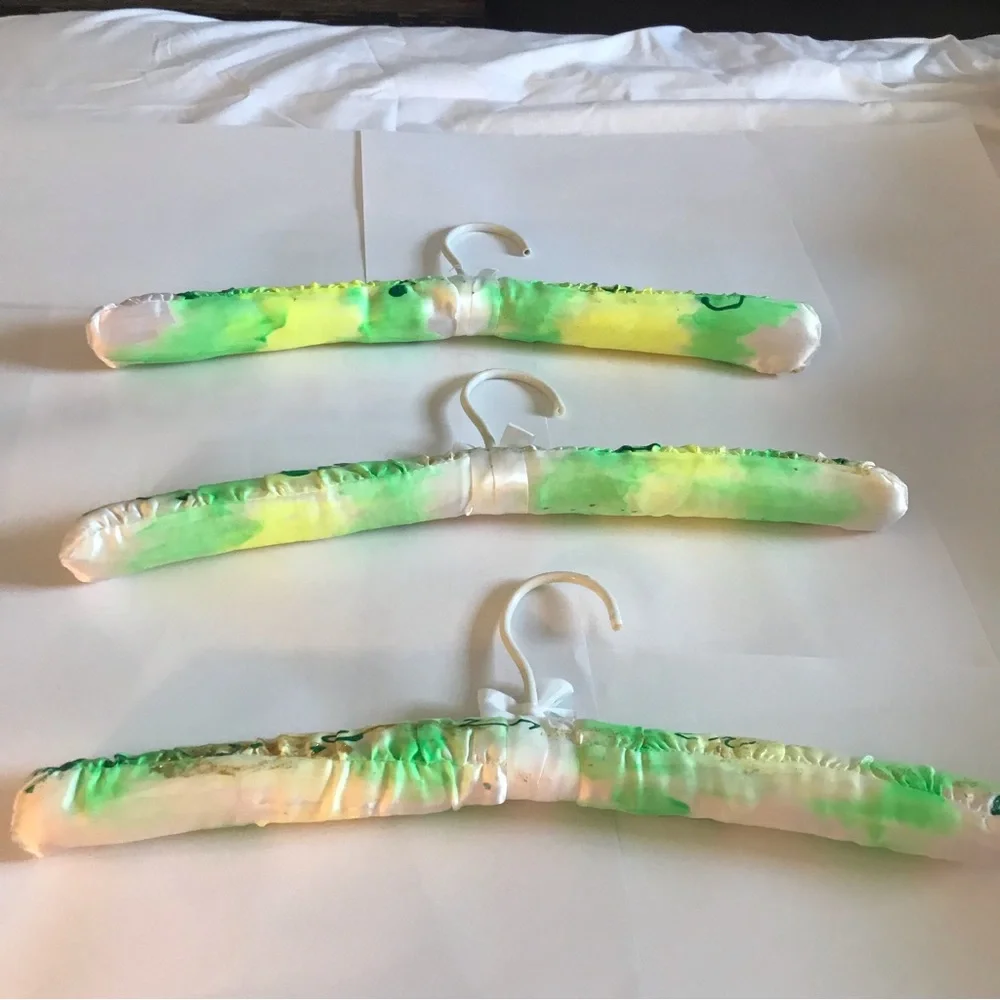 New Four Satin Hangers Designed and Hand Painted by Artist